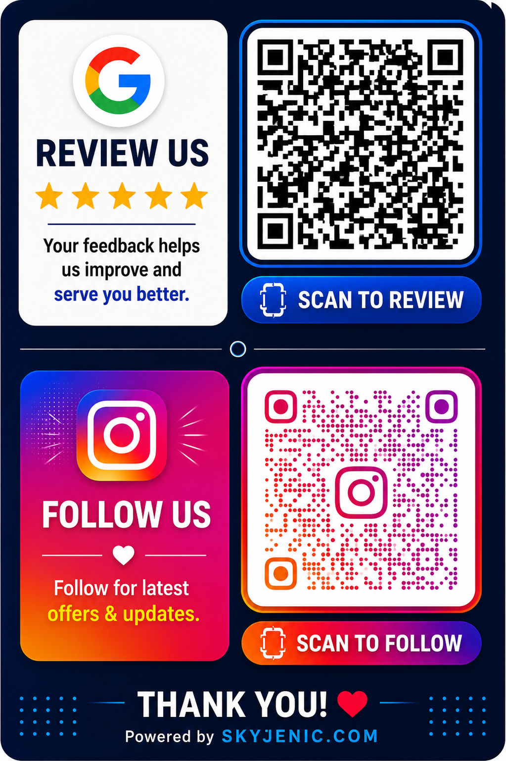 Google and Instagram Navy Gradient QR Sticker