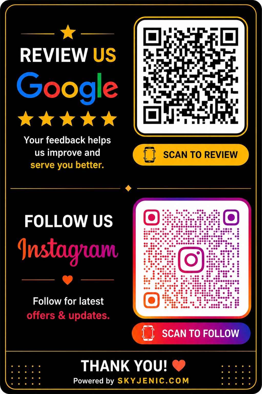 Google and Instagram 4x6 QR Sticker