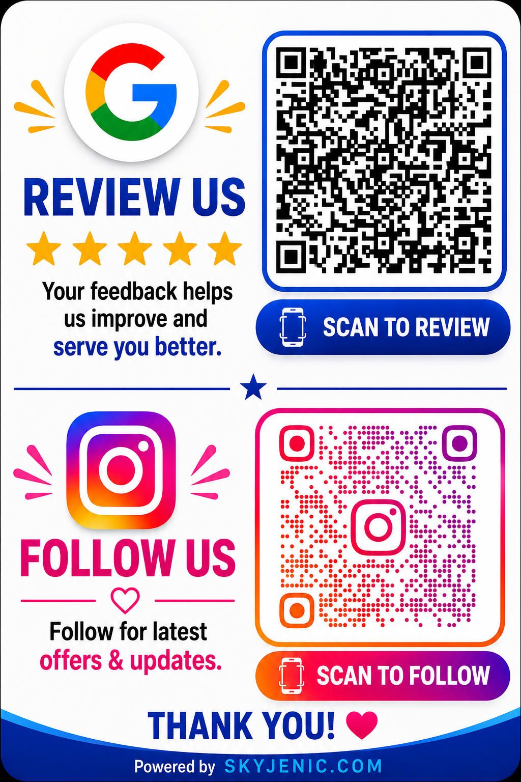 Google and Instagram White Blue Clean QR Sticker