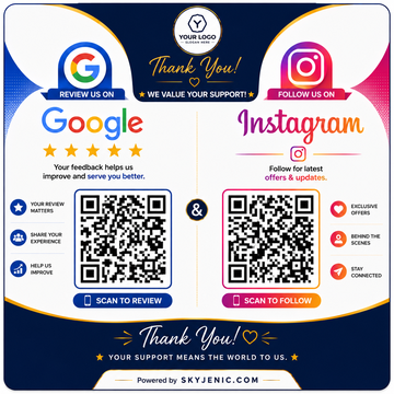 Premium Google and Instagram QR Sticker 6x6